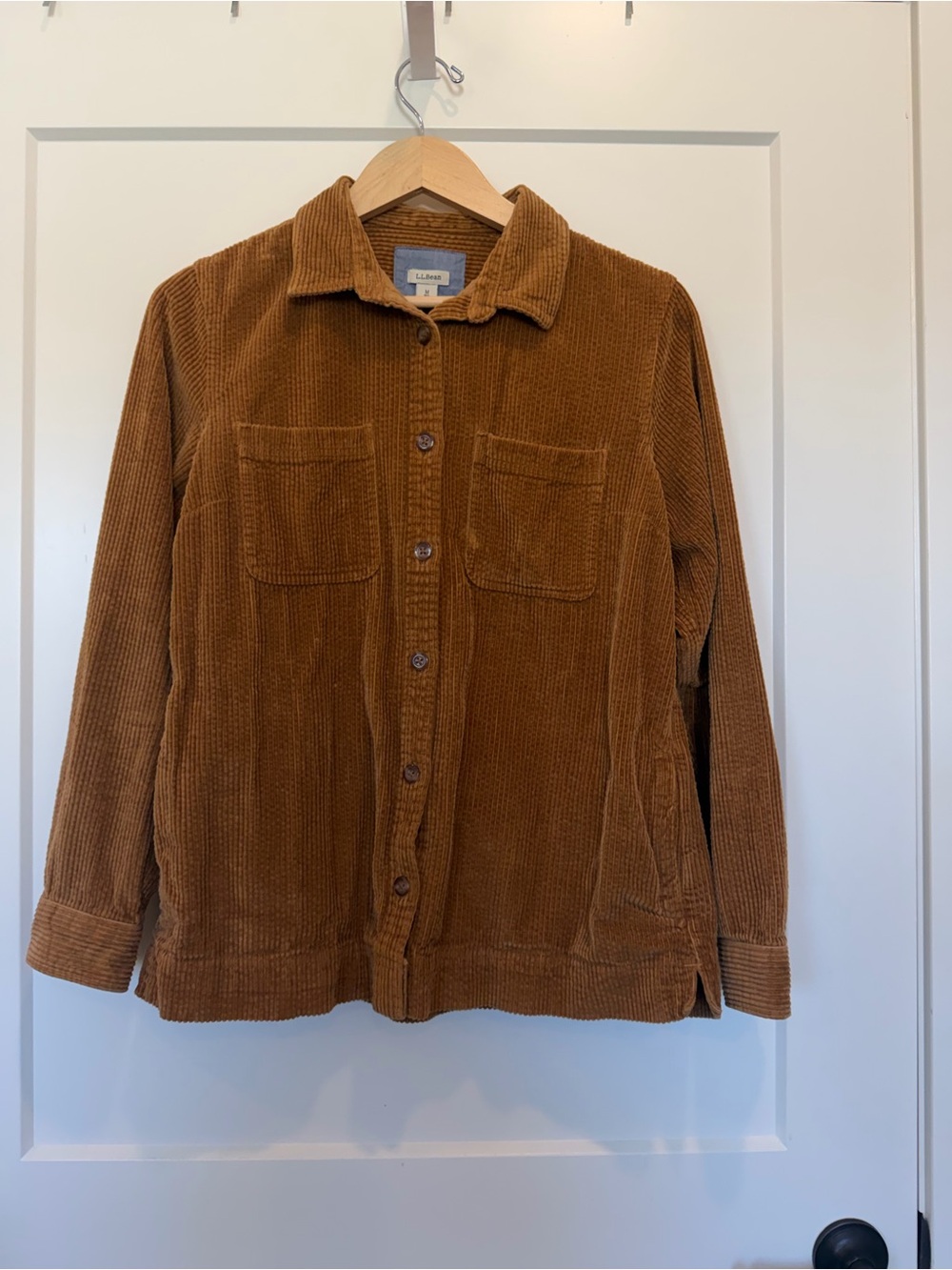Vtg 90s LL Bean Wide Wale Corduroy Shacket Shirt Jacket Brown Cottagecore sz M